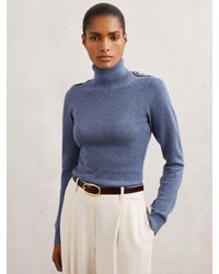Reiss - Wool Epaulette Roll-Neck Jumper - Lyst
