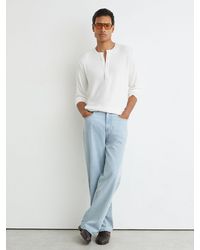 Reiss - Francisco - White Ribbed Long-sleeve Henley T-shirt, L - Lyst