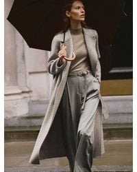 Reiss - Petite Herringbone Double-Breasted Blind-Seam Coat Wool-Blend - Lyst
