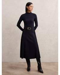 Reiss - Zaya Petite Knitted Contrast-Panel Midi Dress - Lyst