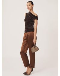 Reiss - Demi - Chocolate Brown Velvet Off-shoulder Top, Us 12 - Lyst