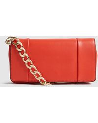 Reiss Alma Clutch - Small Leather Clutch Bag - Orange