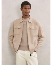 Reiss - Calder - Soft Camel Brown Merino Wool Twin-pocket Cardigan, Xxl - Lyst