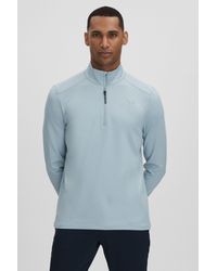 Reiss - Jett - Blue Silver Castore Performance Quarter-zip Funnel Neck Top - Lyst