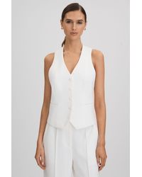 Reiss - Sienna - White Crepe Adjustable Suit Waistcoat, Us 14 - Lyst