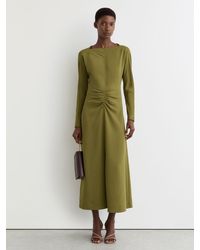 Reiss - Ruched Long-Sleeve Midi Dress - Lyst