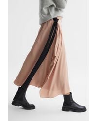Reiss - Ria - Nude Contrast Bow Midi Skirt - Lyst
