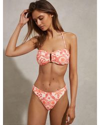Reiss - Cream & Coral Printed Bikini Bottoms - Lyst