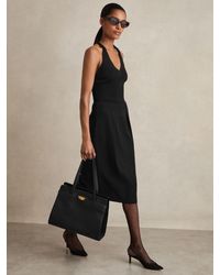 Reiss - Gabi - Black Pleated Crepe Pencil Skirt - Lyst