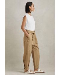 Reiss - Delia - Sand Cotton Tapered Parachute Trousers - Lyst