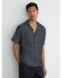 Reiss - Textured Stripe Cuban-Collar Shirt - Lyst