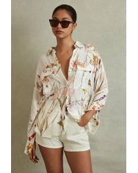 Reiss - Faye - Ivory Relaxed Floral Print Shirt - Lyst