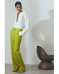 ATELIER - Italian Textured Slim Flared Suit Trousers - Lyst