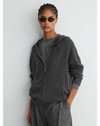 Reiss - Wool-Blend Zip-Through Hoodie With Cashmere - Lyst