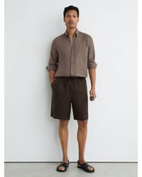 Reiss - Short - Chocolate Brown Barges Linen Drawstring Shorts, 32 - Lyst