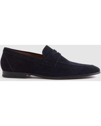 Reiss - Suede - Navy Bray Slip On Loafers - Lyst