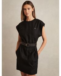 Reiss - Linen Short Sleeve Mini Dress - Lyst