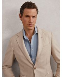 Reiss - Flannel Single-Breasted Blazer Tailored-Fit With Wool - Lyst