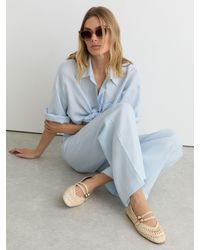Reiss - Woven Ballerina-Strap Flats - Lyst