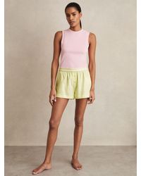 Reiss - Linen-Blend Contrast-Waist Boxer Shorts - Lyst