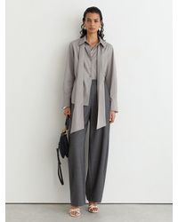 Reiss - Cotton Striped Tie-Neck Shirt - Lyst
