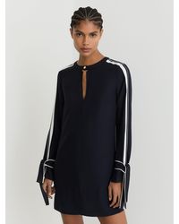Reiss Linen Embroidered Shift Dress in White | Lyst