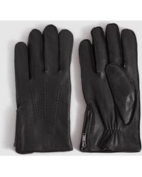 Reiss - Iowa - Black Leather Gloves - Lyst
