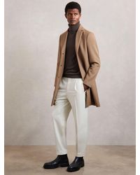 Reiss - Gable - Light Brown Wool-blend Single-breasted Overcoat, Xs - Lyst