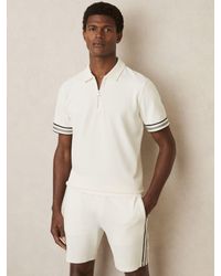 Reiss - Textured Contrast Trim Half-Zip Polo Shirt - Lyst