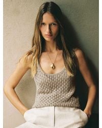 Reiss - Colette - Neutral Linen Open-stitch Knitted Vest, Xs (us 2) - Lyst