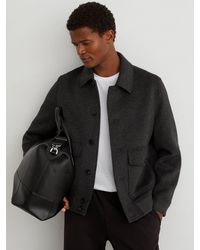 Reiss - Deluca - Charcoal Grey Wool-blend Flap-pocket Bomber Jacket, S - Lyst