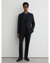 Reiss - Kin - Navy Slim Fit Linen Trousers - Lyst