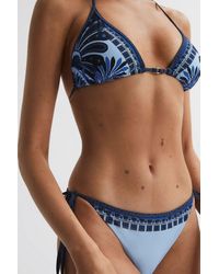 Reiss - Tina - Blue Print Printed Bikini Top, Us 6 - Lyst