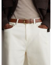 Reiss - Pierced-Leather Curved-Buckle Belt - Lyst