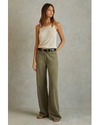 Reiss - Colorado - Khaki Garment Dyed Wide Leg Trousers - Lyst