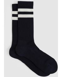Reiss - Ecru Cotton-Blend Double-Stripe Socks, M & L - Lyst