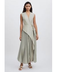 Acler - Wrap Maxi Stone Dress With Pleated Skirt - Lyst