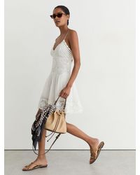 Reiss - Cotton-Blend Lace-Trim Flippy Dress - Lyst