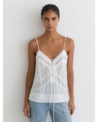 Reiss - Lace-Up Semi-Sheer Cami Top - Lyst