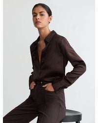Reiss - Petite Silk-Satin Concealed-Placket Shirt - Lyst