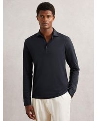 Reiss - Cotton-Jersey Long Sleeve Polo Shirt - Lyst