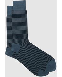 Reiss - Stripe - Airforce Blue/ Navy Mario Stripe Cotton-blend Striped Socks, S/m - Lyst