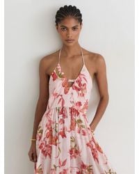 Reiss - Butterfly-Print Halterneck Maxi Dress - Lyst