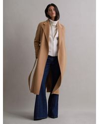 Reiss - Emile - Camel Wool Blend Belted Blindseam Coat, 8 - Lyst