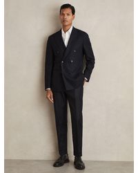 Reiss - Slim-Fit Double-Breasted Textured Wool-Blend Suit Blazer - Lyst