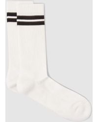 Reiss - Cotton-Blend Ribbed Stripe-Detail Socks, S & M - Lyst