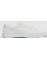 Reiss - Tumbled - White Luca Tumbled-leather Low-top Trainers, Us 10 (uk 9) - Lyst