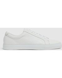 Reiss - Tumbled - White Luca Tumbled-leather Low-top Trainers, Us 9 (uk 8) - Lyst