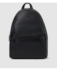 Reiss - Drew - Black Leather Zipped Backpack - Lyst