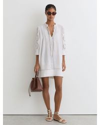 Reiss Liza - Sage 100% Cotton Corset Midi Dress, Us 4 in Natural | Lyst